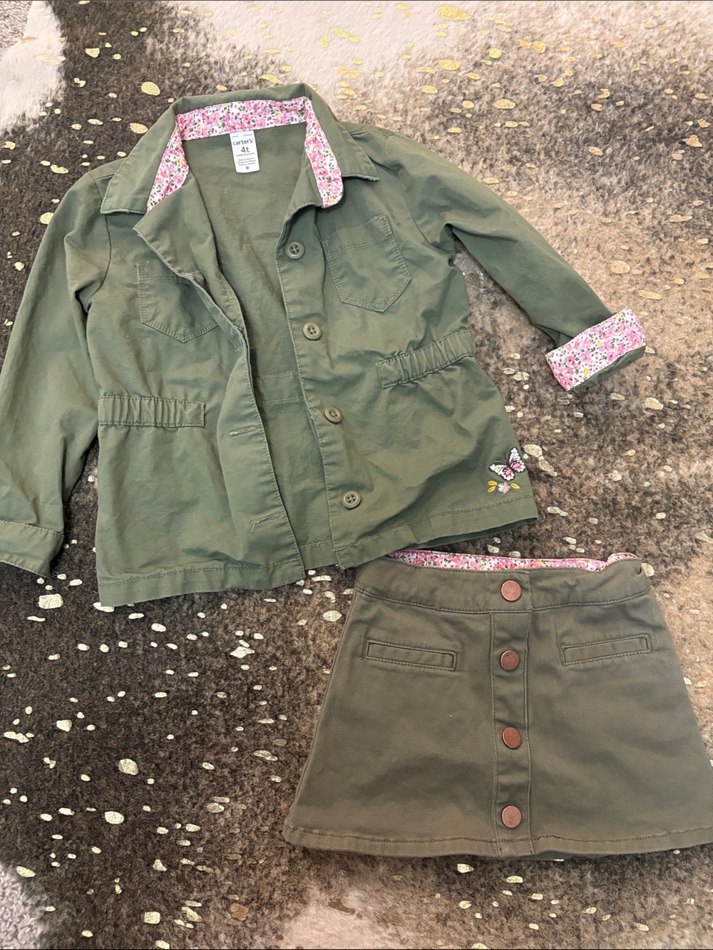 Carters 4T Two-piece jacket and skirt set with floral trim!